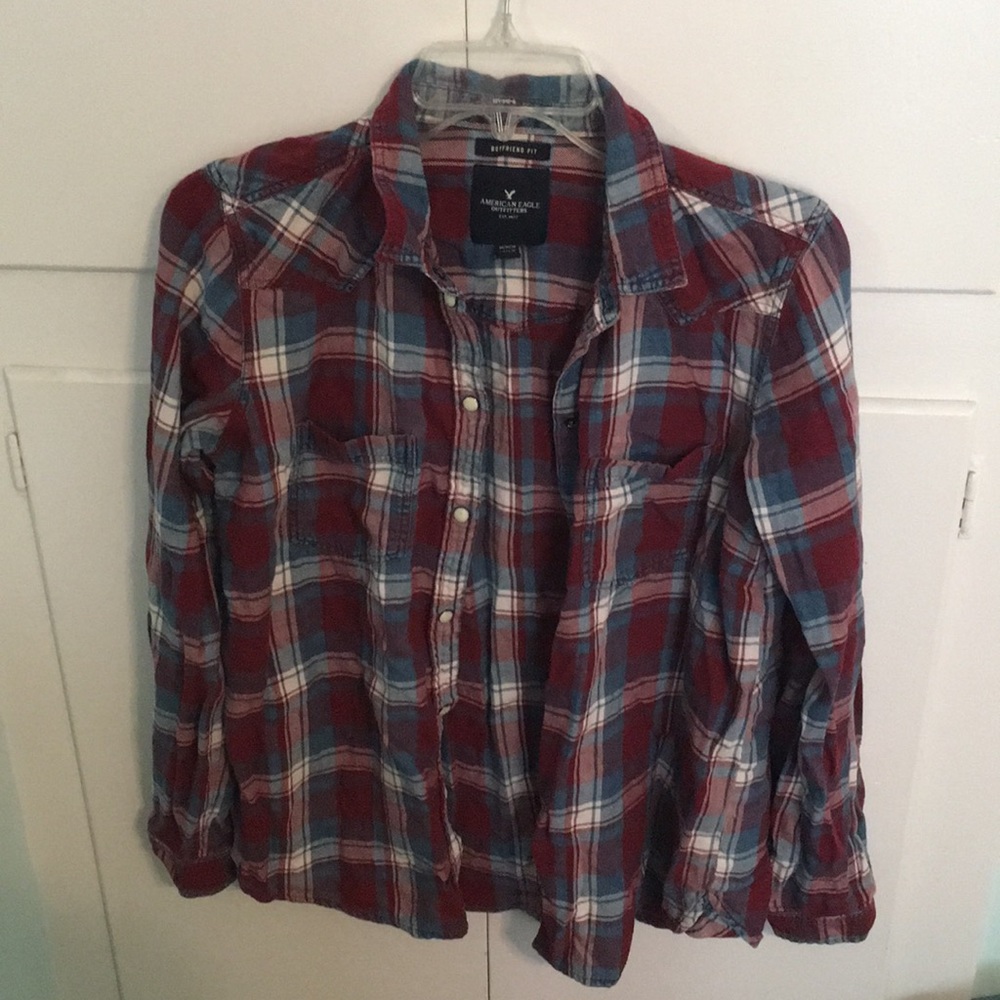Red white & blue button up flannel